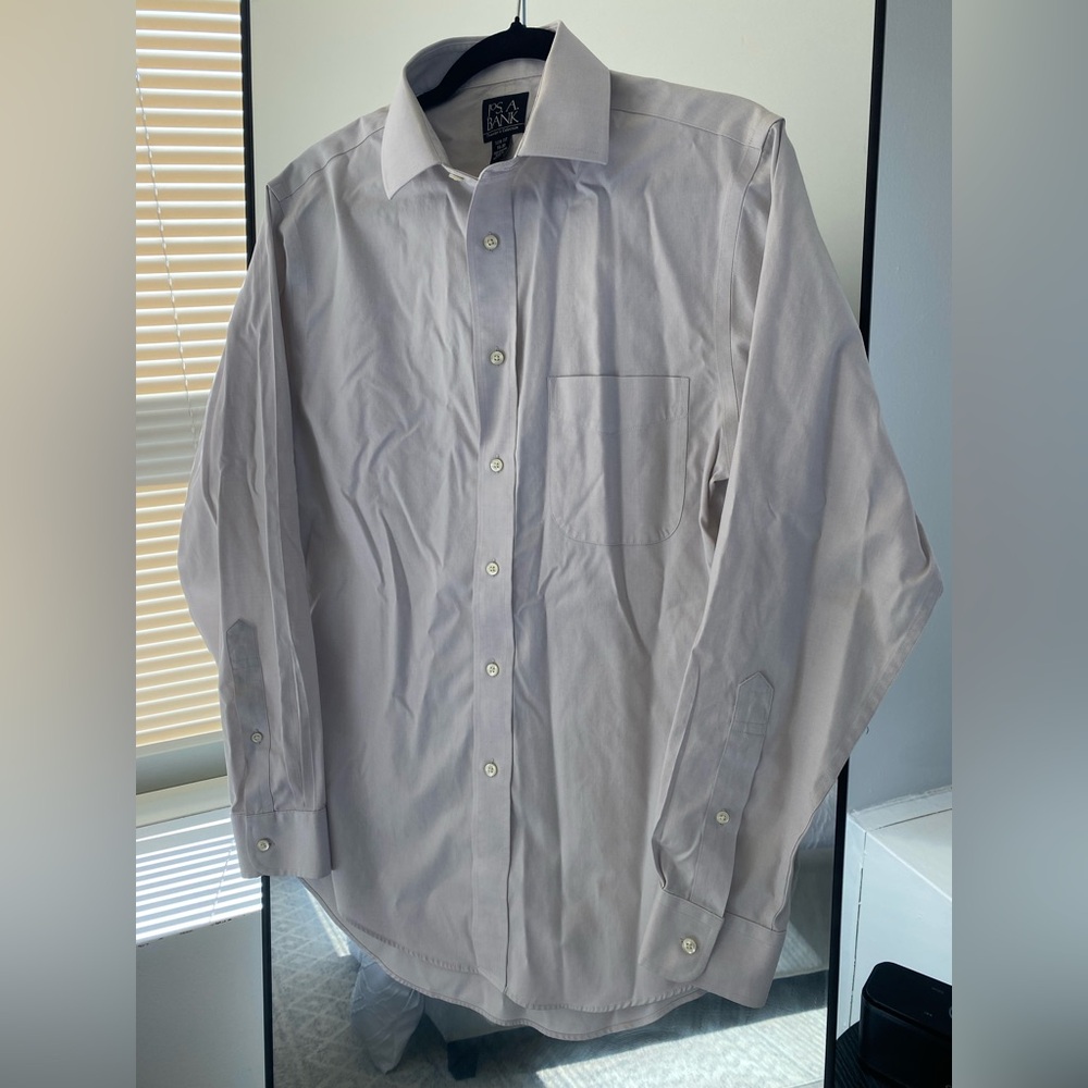 Jos. A. Bank - 100% Cotton Button Down Shirt in Light Grey - Size 15 - 33